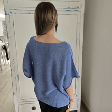 Cargar imagen en el visor de la galería, Sweater Italiano manga 3/4, color Azul Jeans
