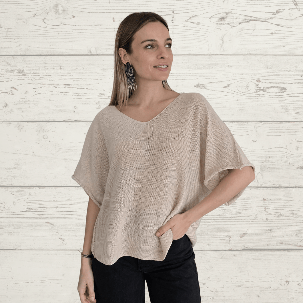 Sweater Italiano manga 3/4, color Beige