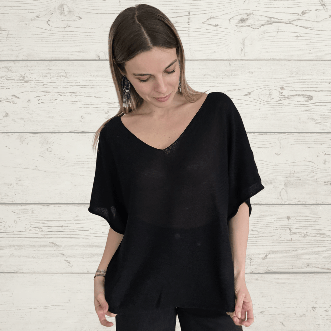 Sweater Italiano manga 3/4, color Negro