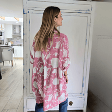 Cargar imagen en el visor de la galería, Vestido/ Blusón Italiano estampado, color Rosado con Blanco

