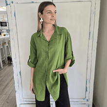 Cargar imagen en el visor de la galería, Blusa/Blusón Italiano 100%algodón, color Pistacho
