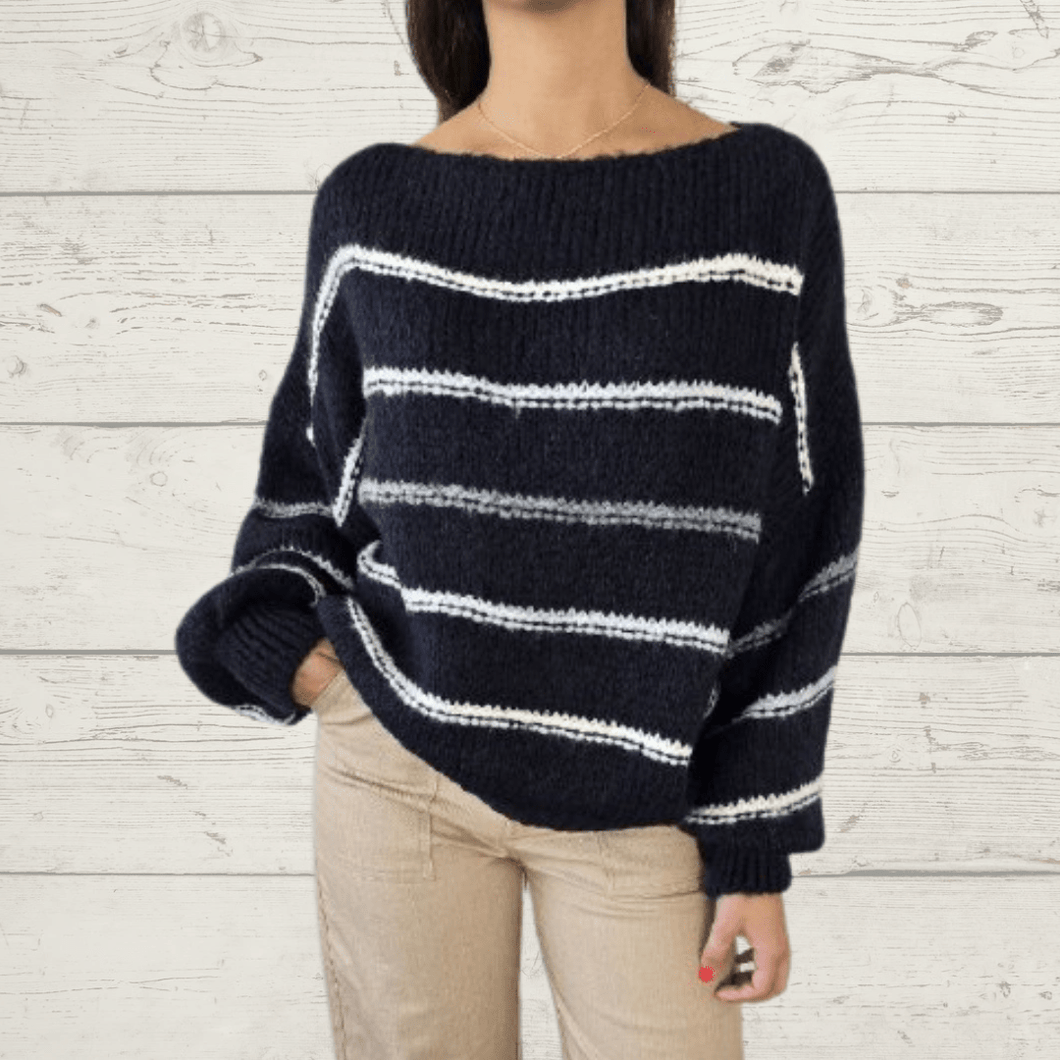 Sweater Italiano Rayado, fondo Azul Marino