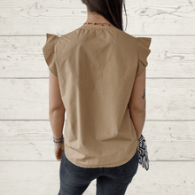 Cargar imagen en el visor de la galería, Blusa Italiana vuelo mangas, color tostado
