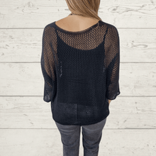 Cargar imagen en el visor de la galería, Sweater Italiano con flores, color negro
