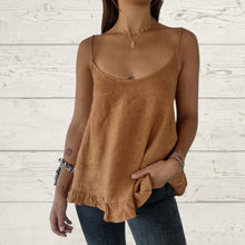 Cargar imagen en el visor de la galería, Blusa de Lino Italiana con vuelos en la basta, color terracota
