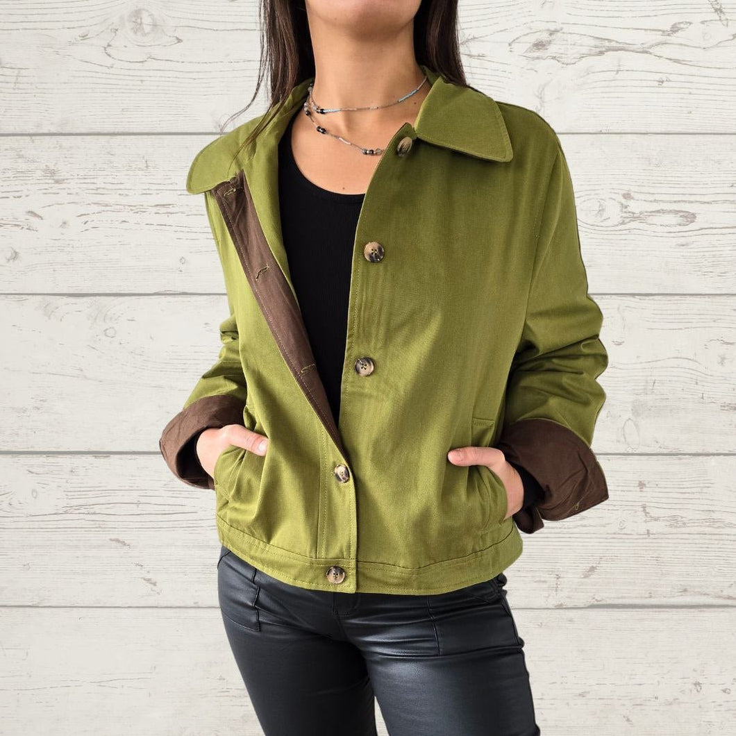 Chaqueta Botones, color Verde Pistacho