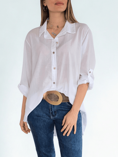 Blusa Italiana 100% Algodón, color Blanco
