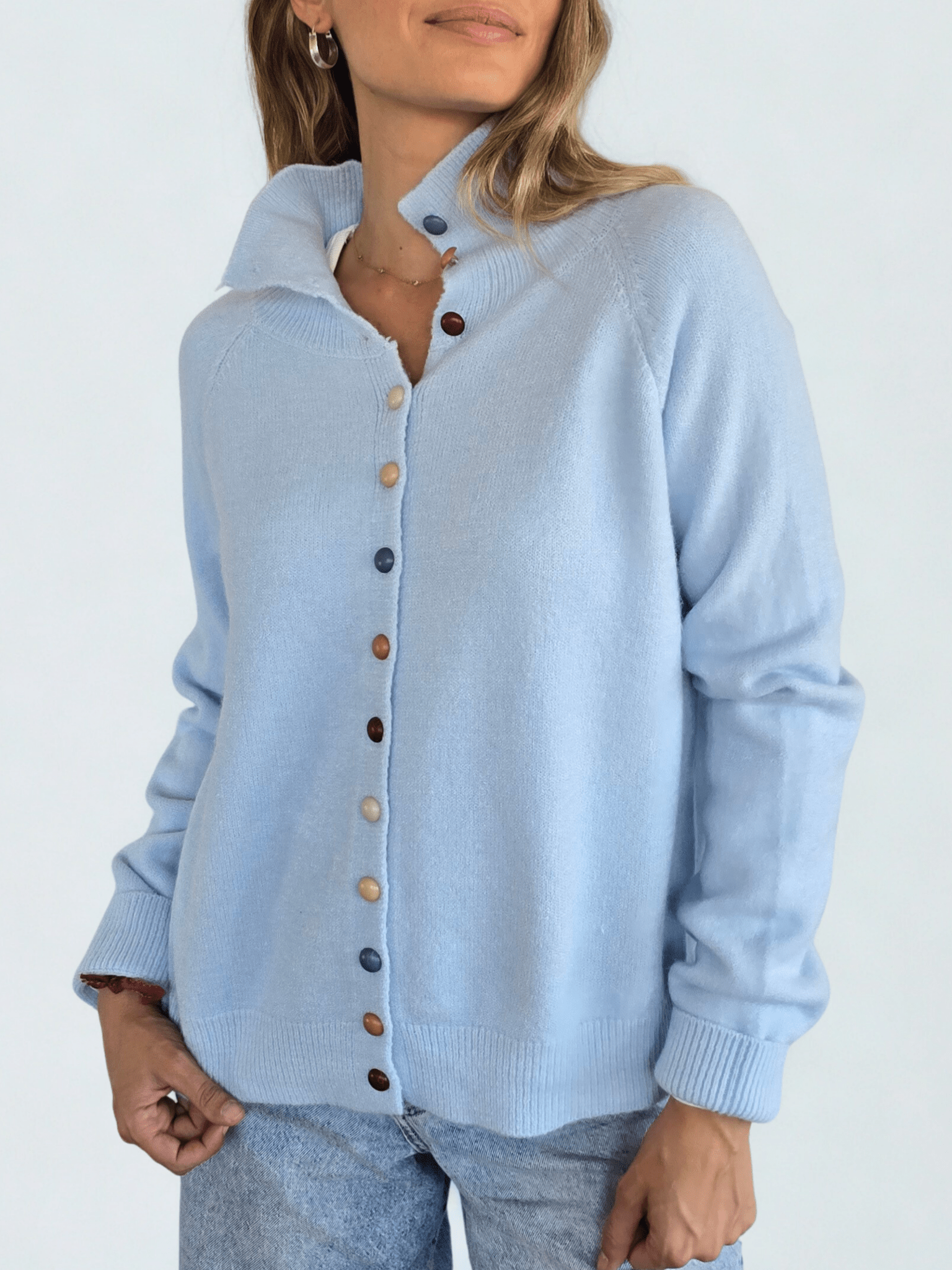 Chaleco con Botones de Colores, color Celeste