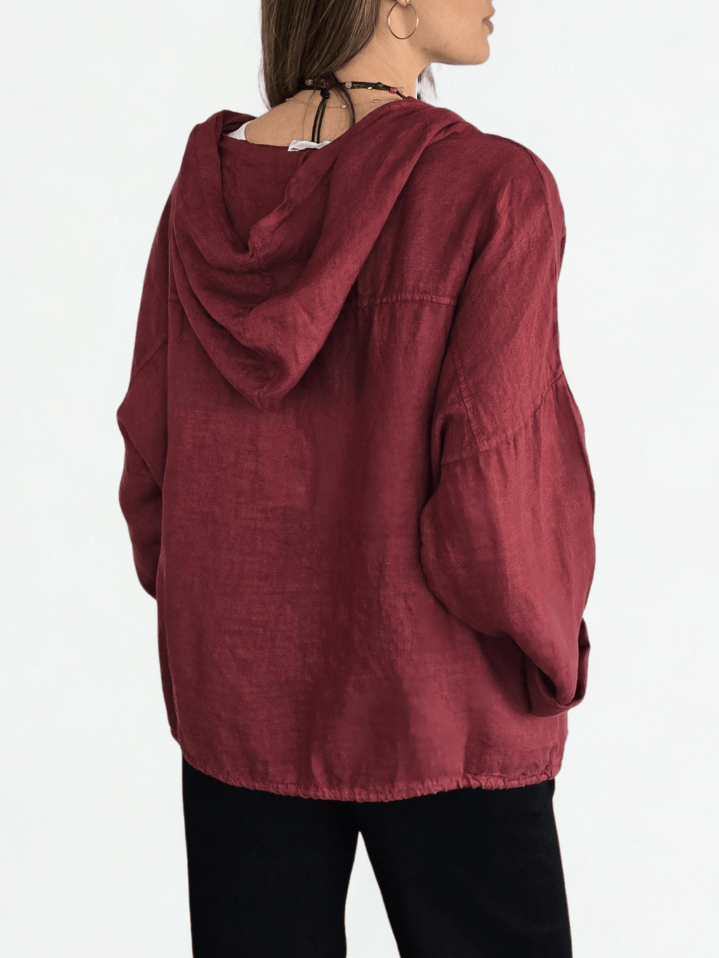 Chaqueta Italiana 100% Lino, color Guinda