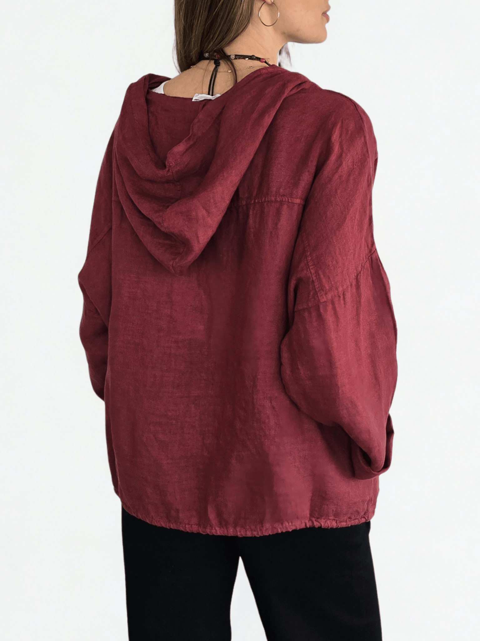 Chaqueta Italiana 100% Lino, color Guinda