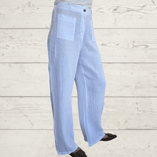 Cargar imagen en el visor de la galería, Pantalón 100% Lino Italiano dos bolsillos, color Blanco
