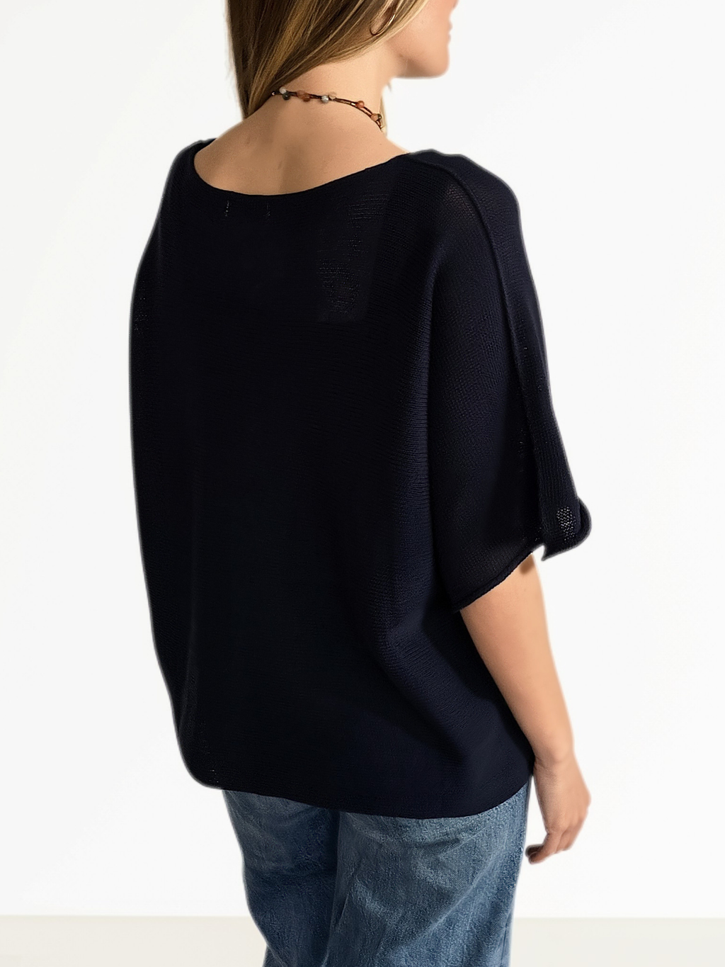 Sweater Italiano Manga 3/4, color Azul Marino