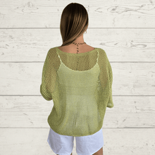 Cargar imagen en el visor de la galería, Sweater Italiano con flores, color pistacho
