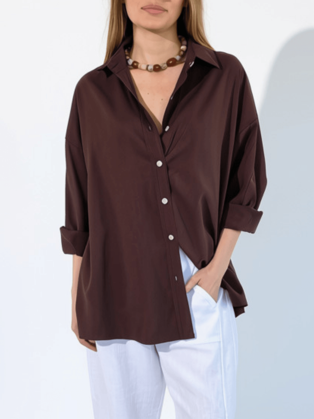 Blusa Tencel, color Chocolate