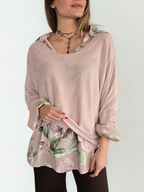 Sweater Italiano con Blusa Estampada, color Rosado