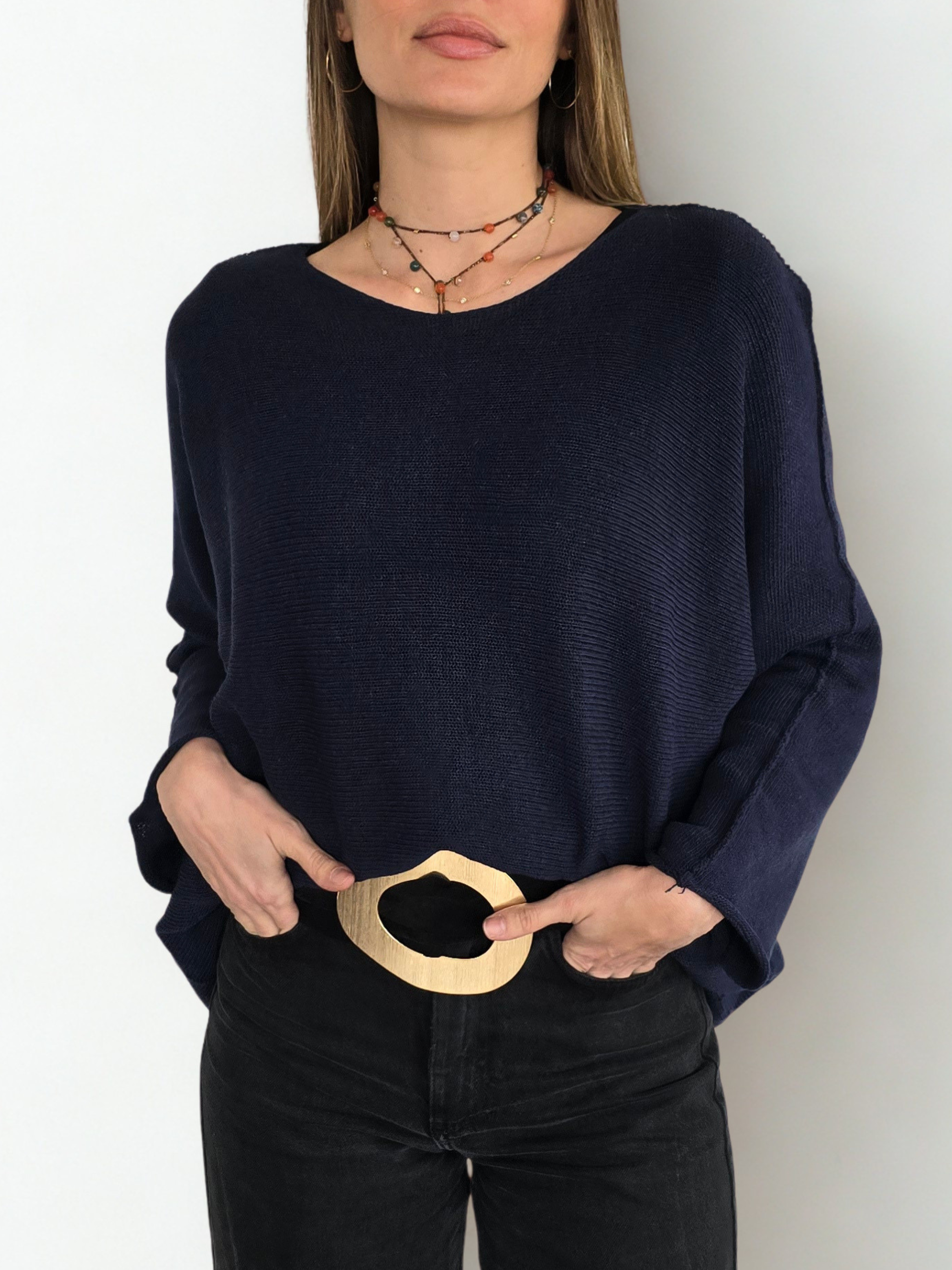 Sweater Italiano Básico, color Azul Marino