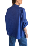 Blusa Bordada escote en V, color Azul
