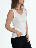 Polera Básica Sin Mangas, color Blanco