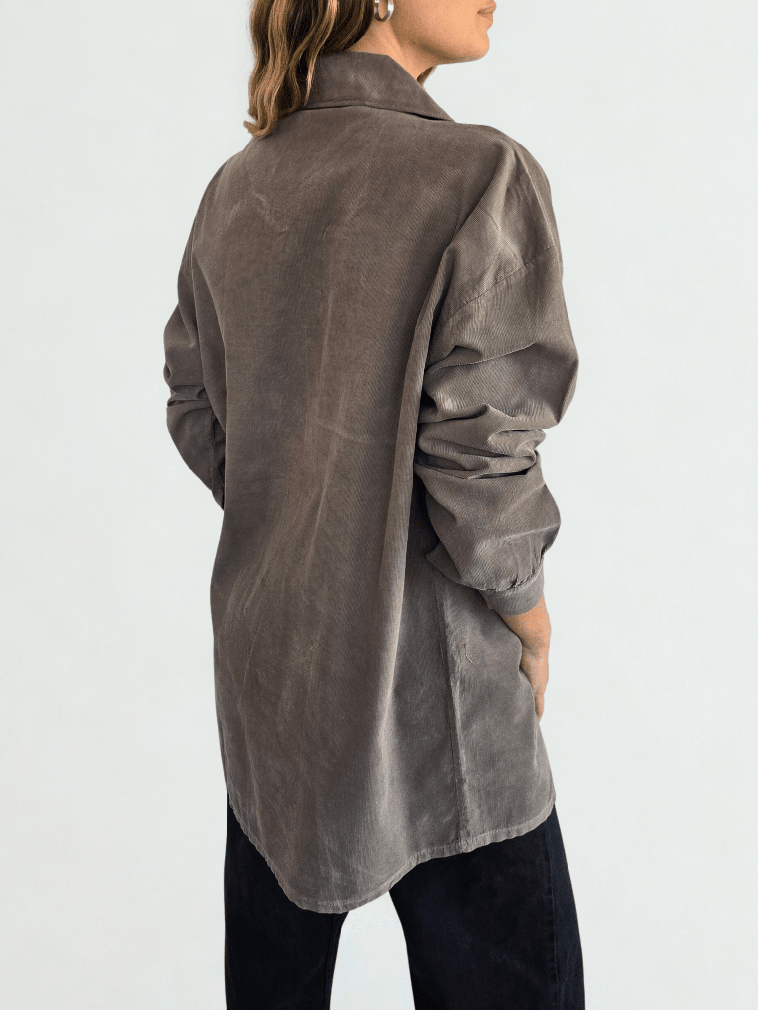 Blusa Italiana Cotelé mil rayas Flor, color Taupe