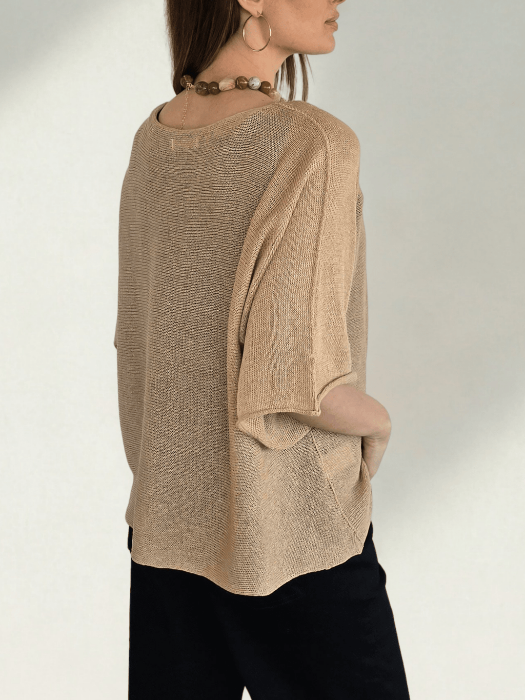 Sweater Italiano de Hilo, color Camel