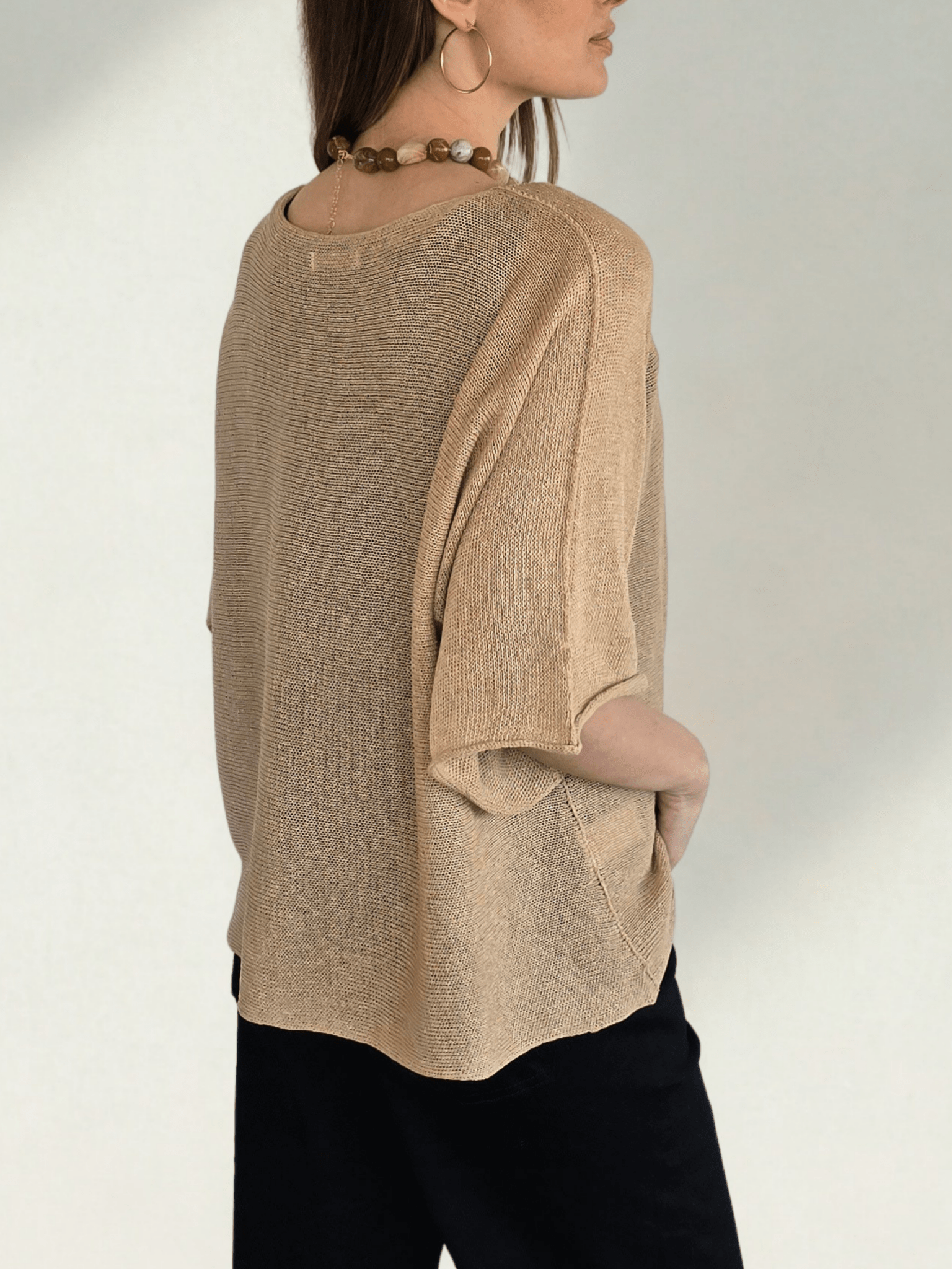 Sweater Italiano de Hilo, color Camel