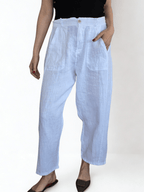 Pantalón Italiano 100% Lino, color Blanco