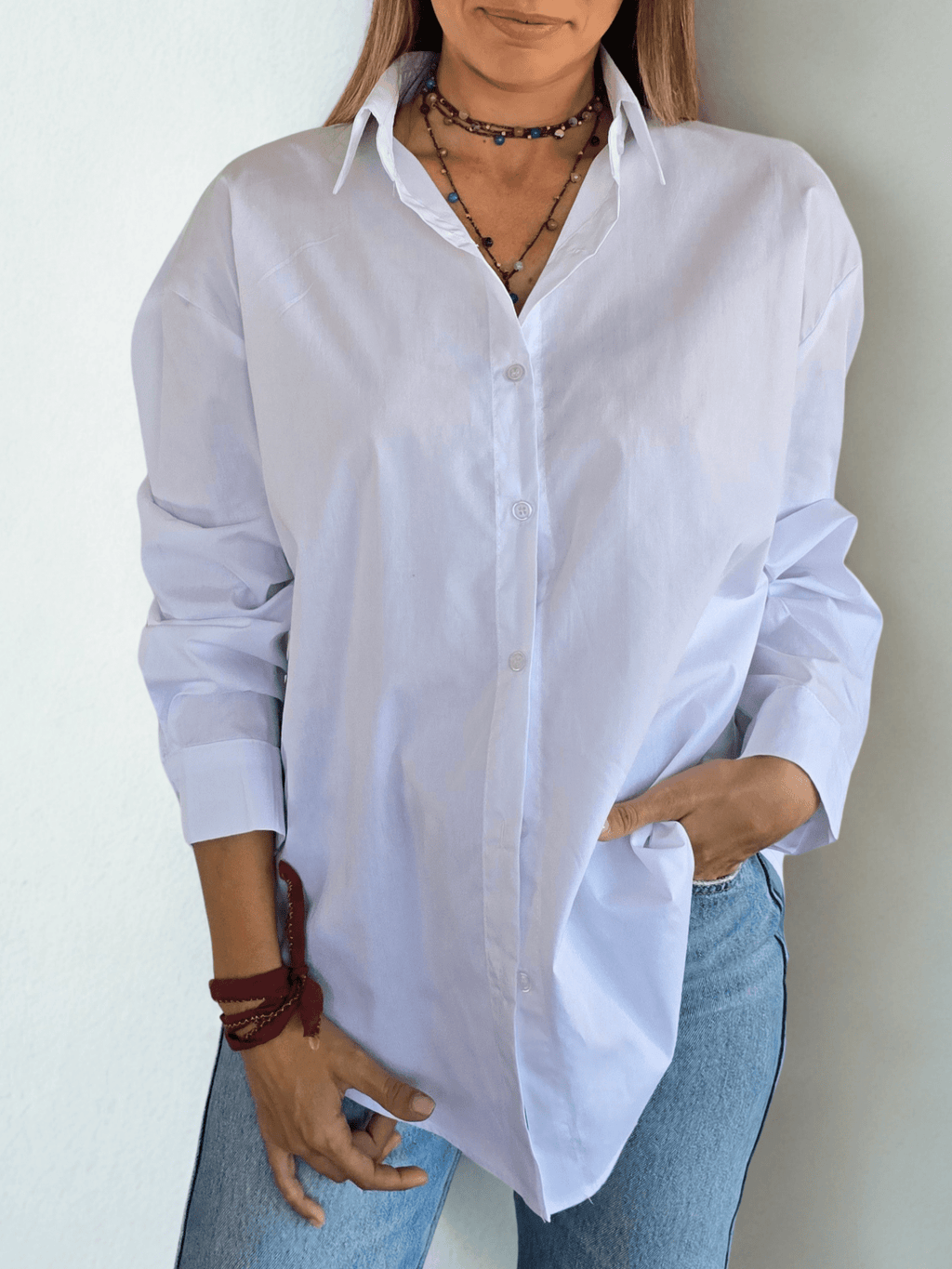 Blusa básica, color Blanco