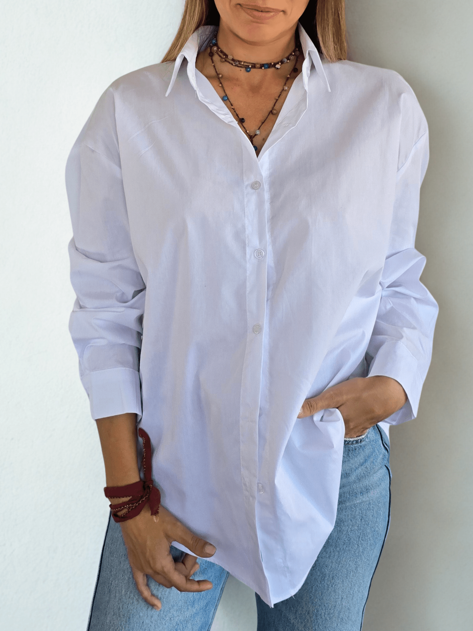 Blusa básica, color Blanco