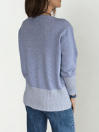 Sweater Italiano Pretina Rayada, color Celeste