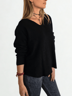 Sweater Italiano escote en V, color Negro
