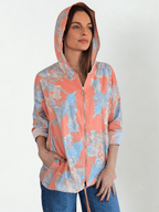 Chaqueta Estampada Flores, fondo Coral