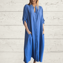 Cargar imagen en el visor de la galería, Vestido abotonado, color Azul
