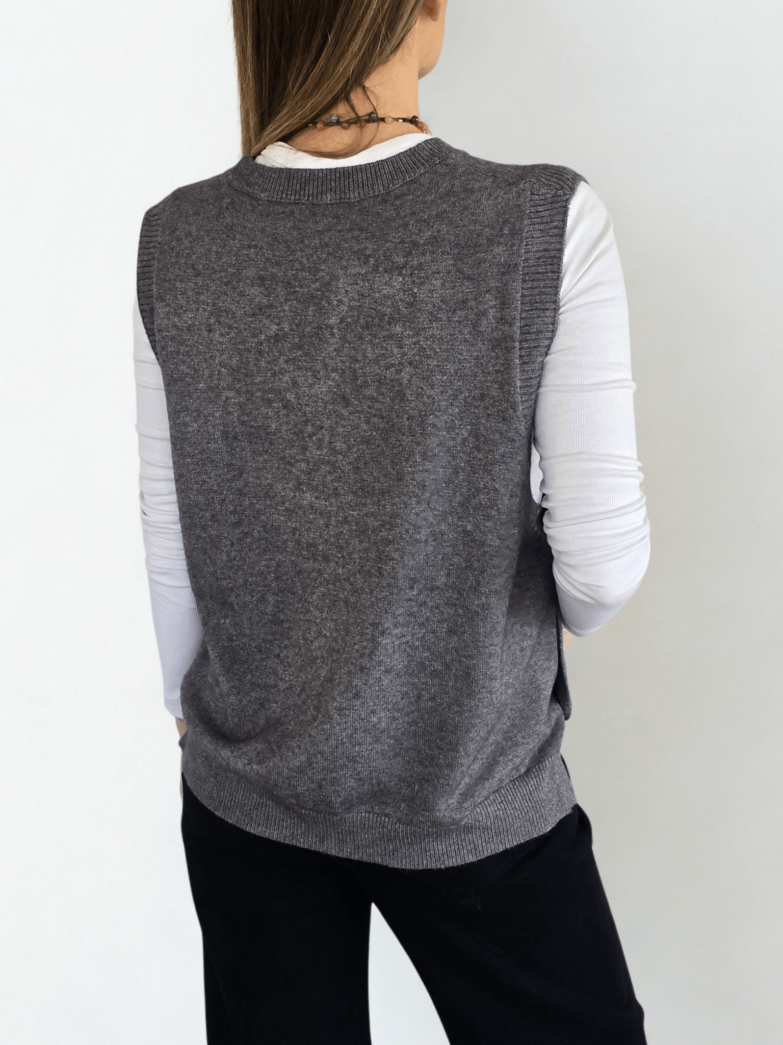 Sweater sin mangas Botones, color Gris