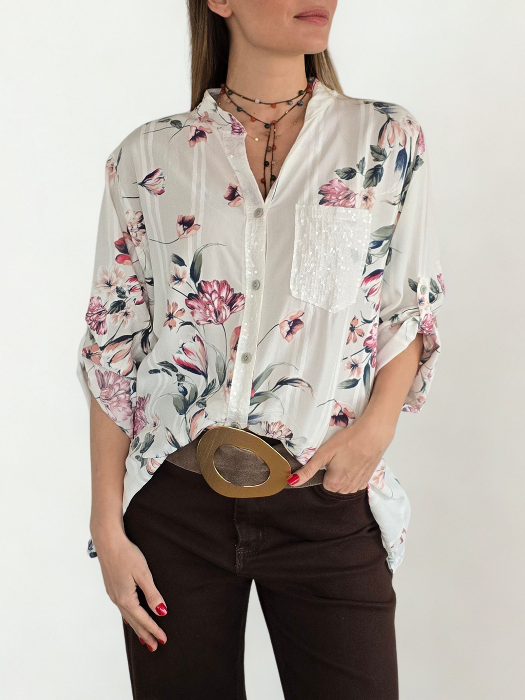 Blusa Italiana Estampada, fondo Blanco