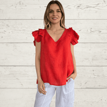 Cargar imagen en el visor de la galería, Blusa Lino Italiano, color Rojo tomate
