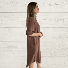 Cargar imagen en el visor de la galería, Vestido con cuello, color Chocolate
