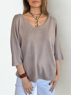 Sweater Italiano Manga 3/4, color Taupe