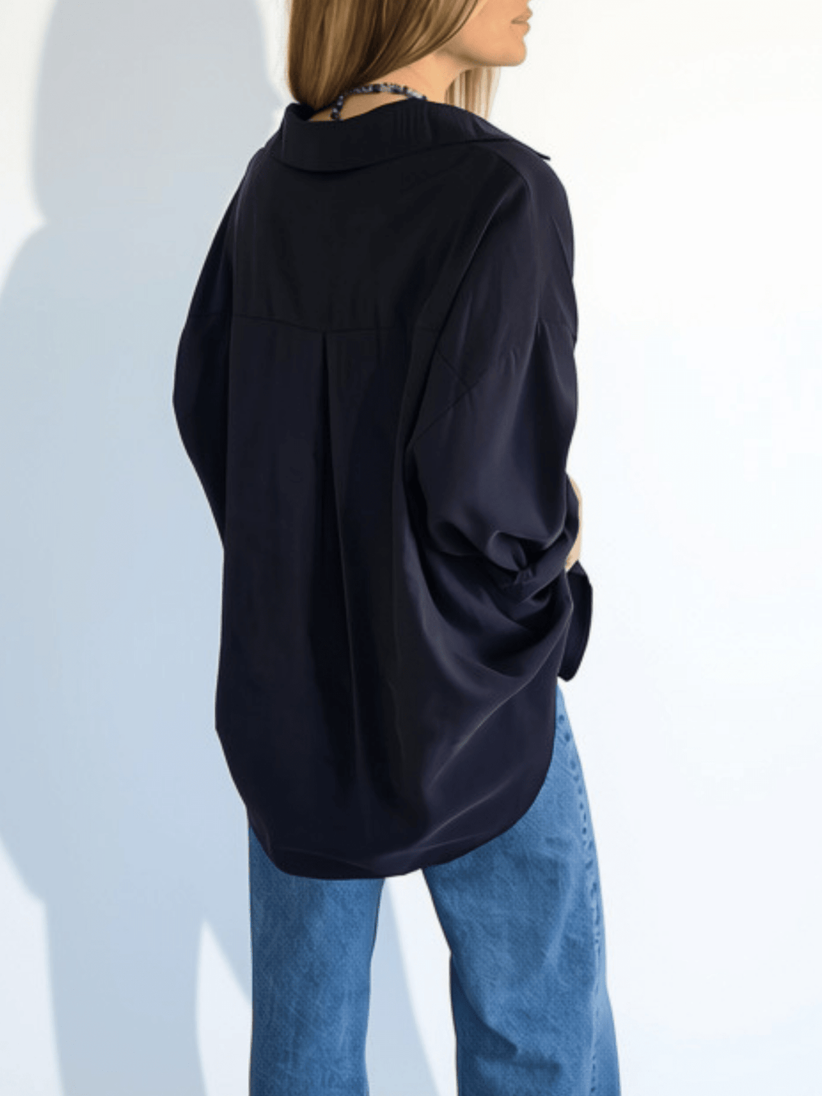 Blusa Tencel, color Azul Marino