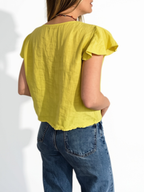 Blusa Italiana 100% Lino Tirita, color Pistacho