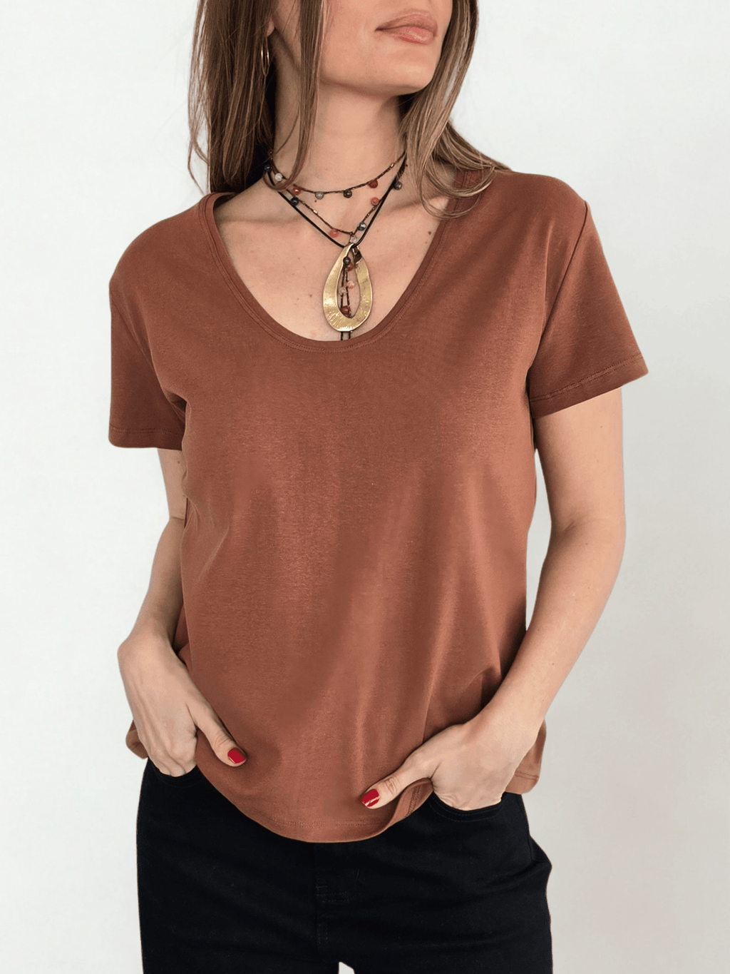 Polera Básica, color Terracota