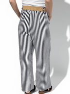 Pantalón Italiano Rayado, color Gris con Blanco