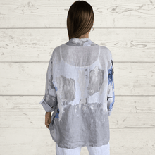 Cargar imagen en el visor de la galería, Chaqueta Blazer de Lino Italiano, estampada, fondo Blanco
