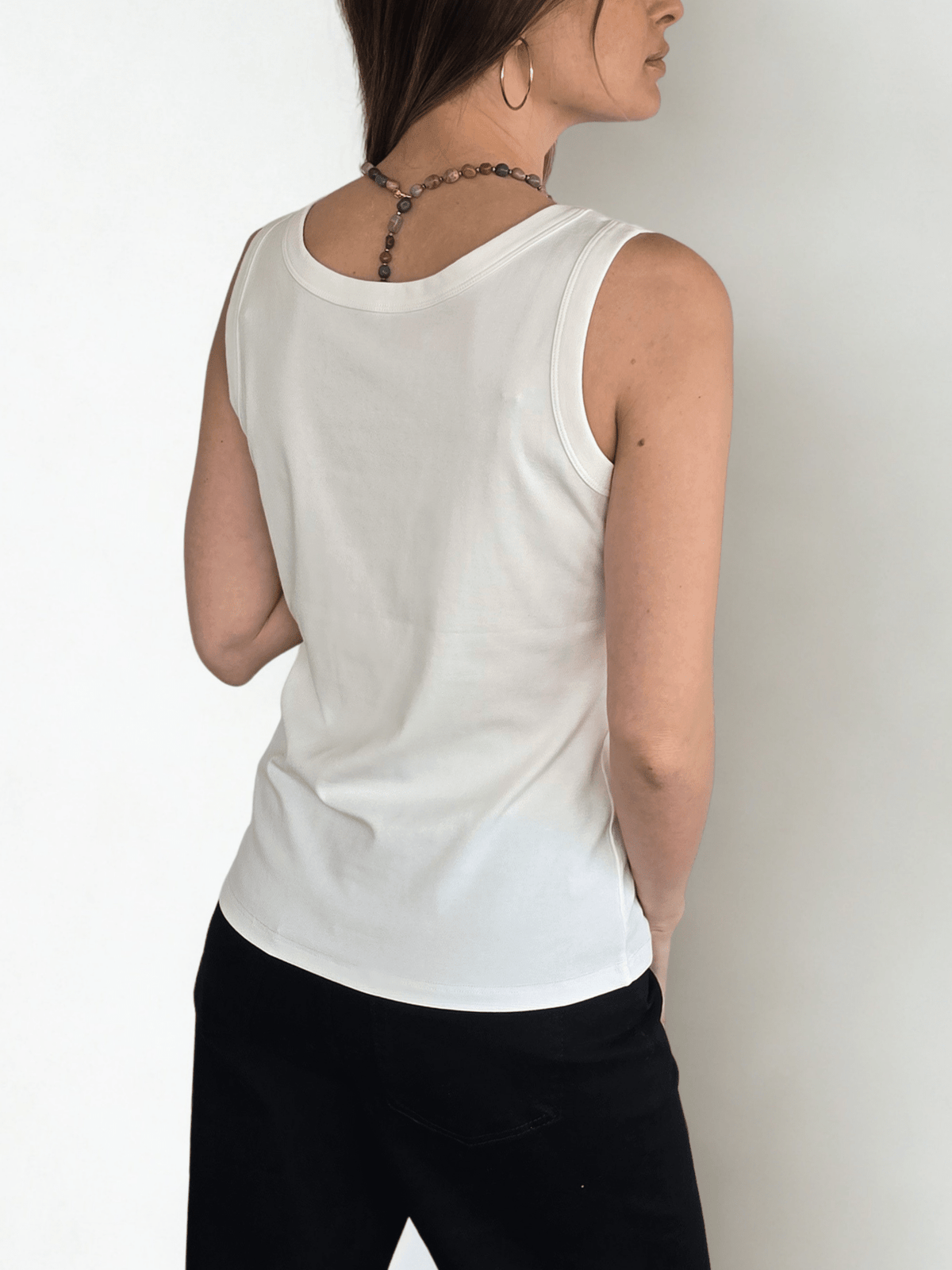Polera Básica Sin Mangas, color Blanco
