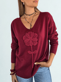 Sweater Flor, color Burdeo