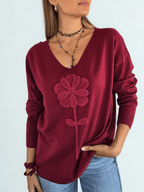 Sweater Flor, color Burdeo