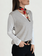 Sweater Sin Mangas Escote en V, color Beige