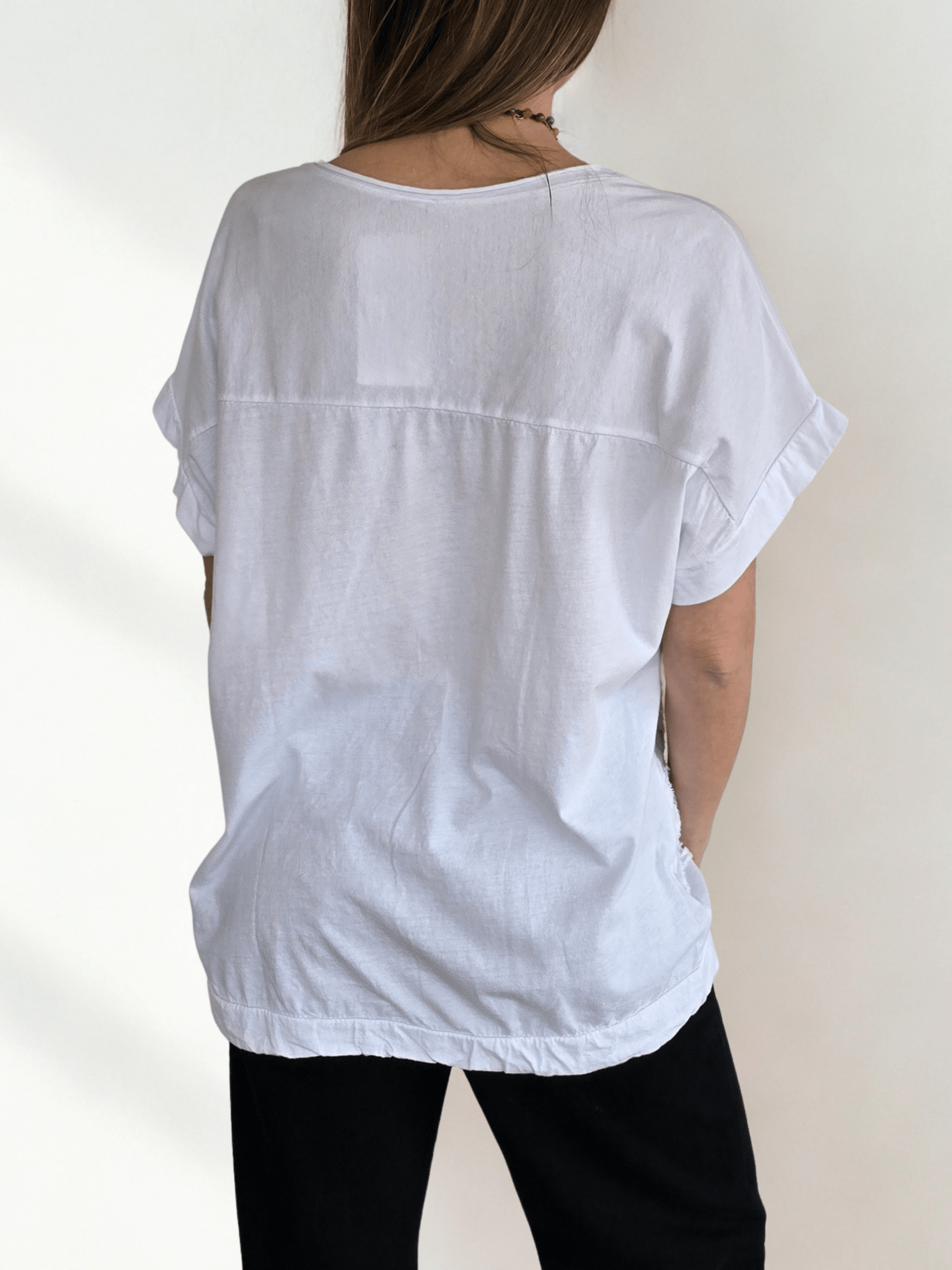 Polera Italiana Bordada, color Blanco