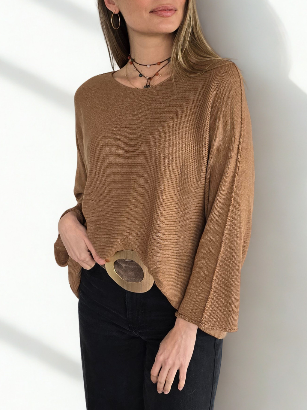 Sweater Italiano Básico, color Camel