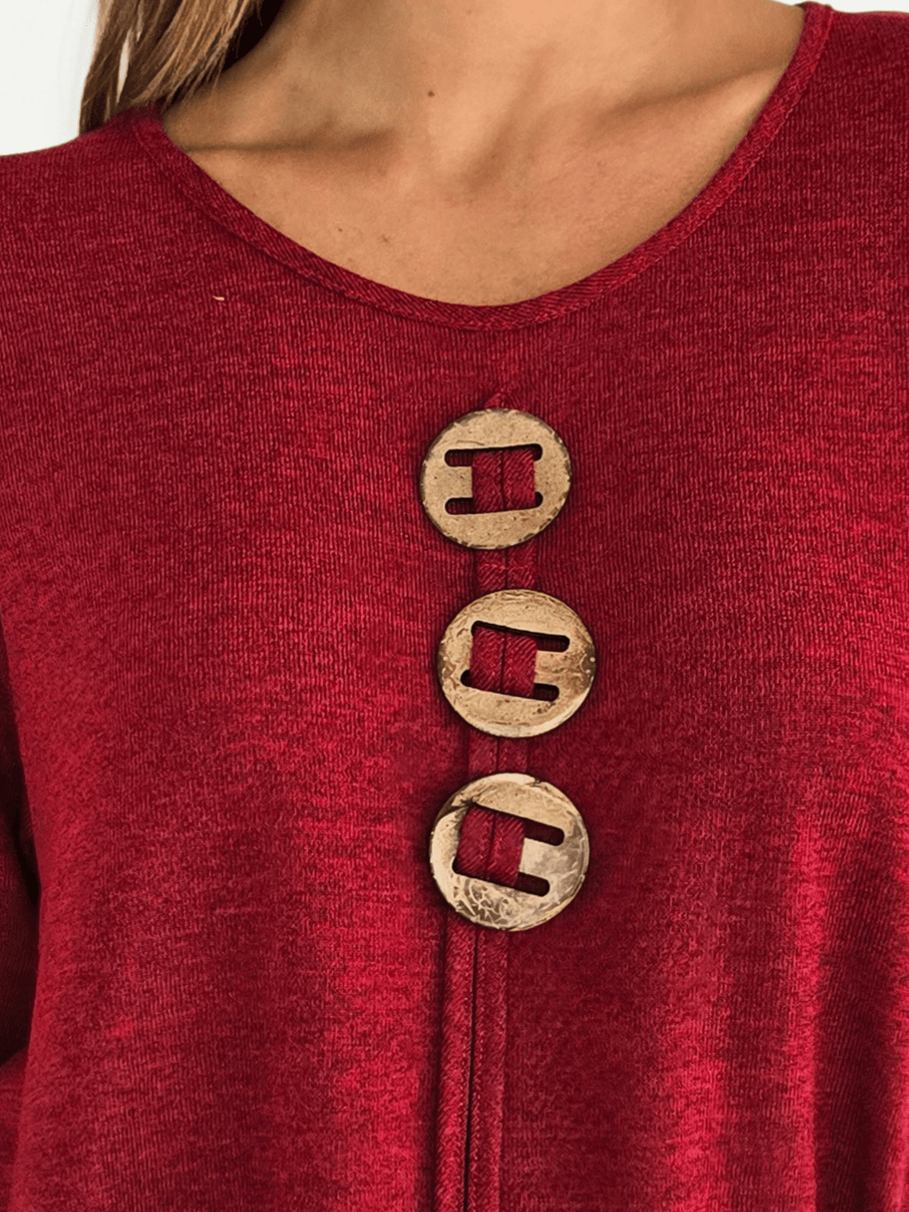 Polera Tres botones, color Burdeo