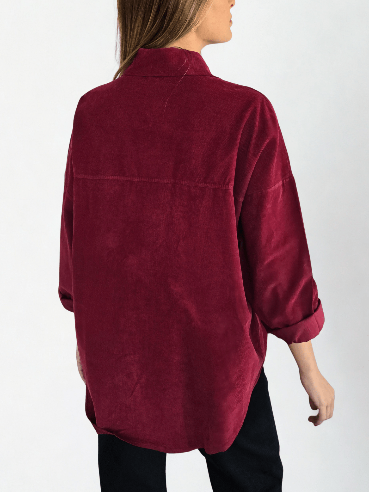 Blusa Italiana cotelé mil rayas, color Burdeo